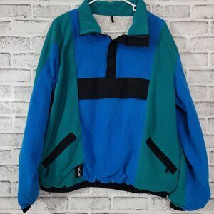 Vintage Gore XCR Fleece Pullover Color Block Green Blue Goretex Men's Large
